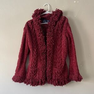 Elegant Burgundy Women's Sweater with Fringe